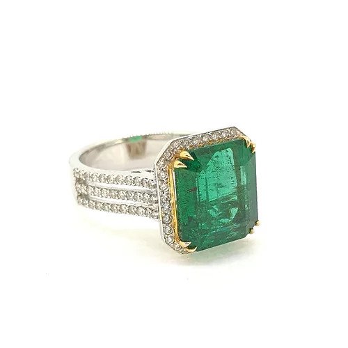 6.50ct Zambian Emerald and Diamond Cluster Dress Ring with Certificate