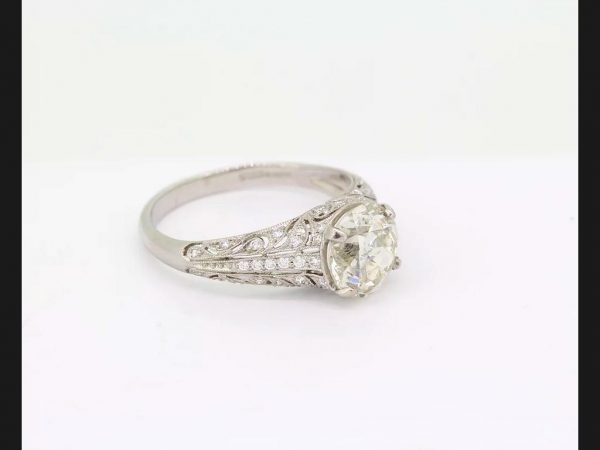 Art Deco Old Cut Diamond Solitaire Ring, 1.90 carats, set in Platinum