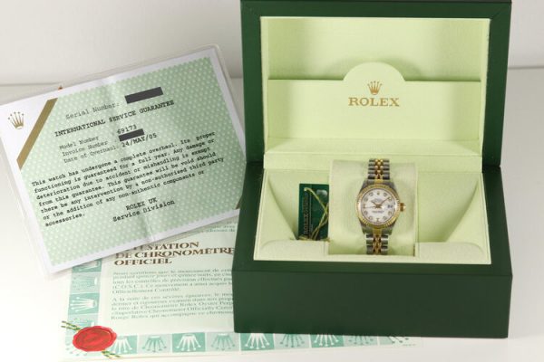 Rolex Lady Datejust 69173 Original Diamond Dial Watch, Box and Papers