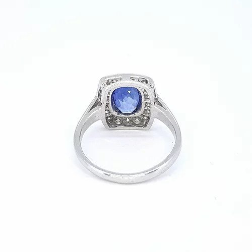 1.80ct Sapphire and Diamond Rectangular Cluster Ring in 18ct White Gold