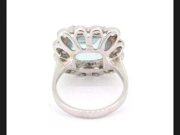 Aquamarine and Diamond Cluster Ring, 10.50ct total, Platinum