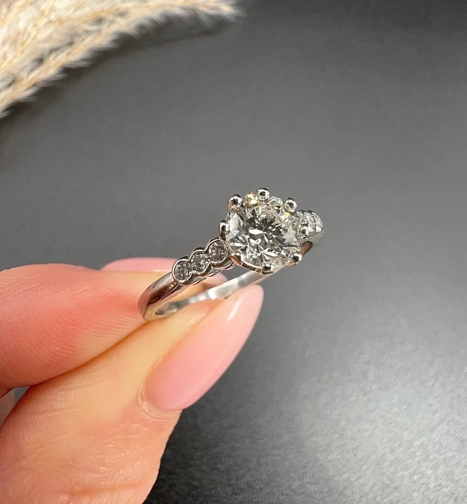 Antique Diamond Engagement Ring In Platinum