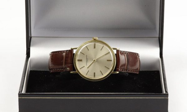 Vacheron Constantin Vintage Gents Thin 18ct Yellow Gold Manual 1960s Watch, on a brown leather strap