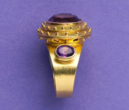 Contemporary Amethyst and 18ct Gold Ring, Signed Jacob de Groes