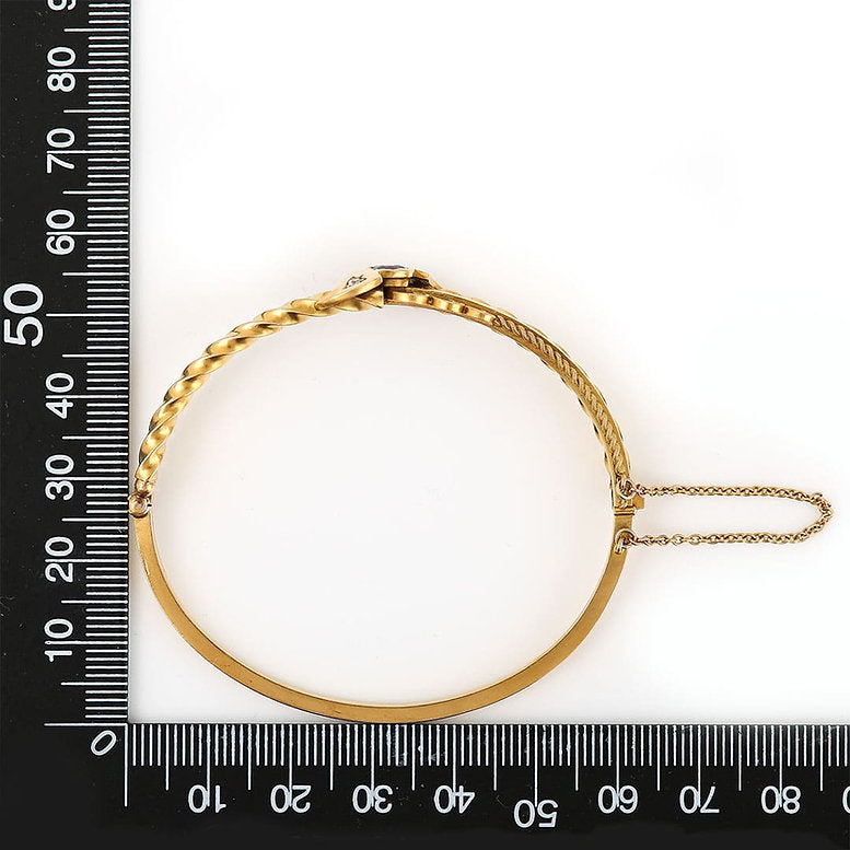 Antique Edwardian Ruby Diamond 15ct Gold Bangle Bracelet