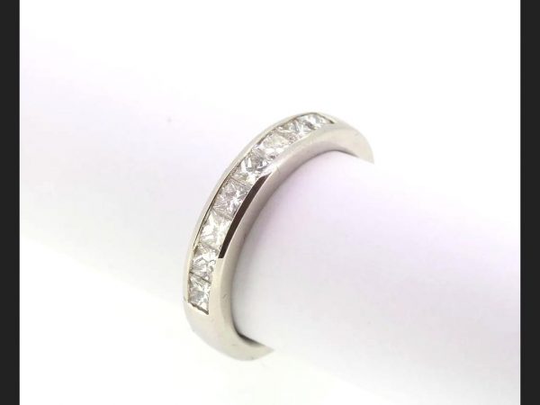 Princess cut Diamond Half Eternity Ring, Channel set, 1.00 carats