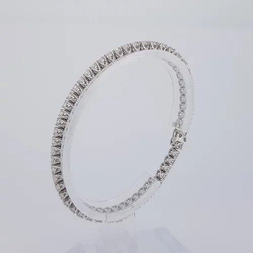 Diamond Line Bracelet in 18ct White Gold; featuring 6.22 carats of round brilliant-cut diamonds, each claw-set and mounted in 18ct white gold