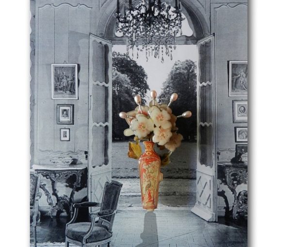 Contemporary Pearl, Veneer, Lacquer and Silver Blossom Brooch, From the Collection ‘Gilded Frames from Paris’ by Iris Nieuwenburg, Netherlands, 2010