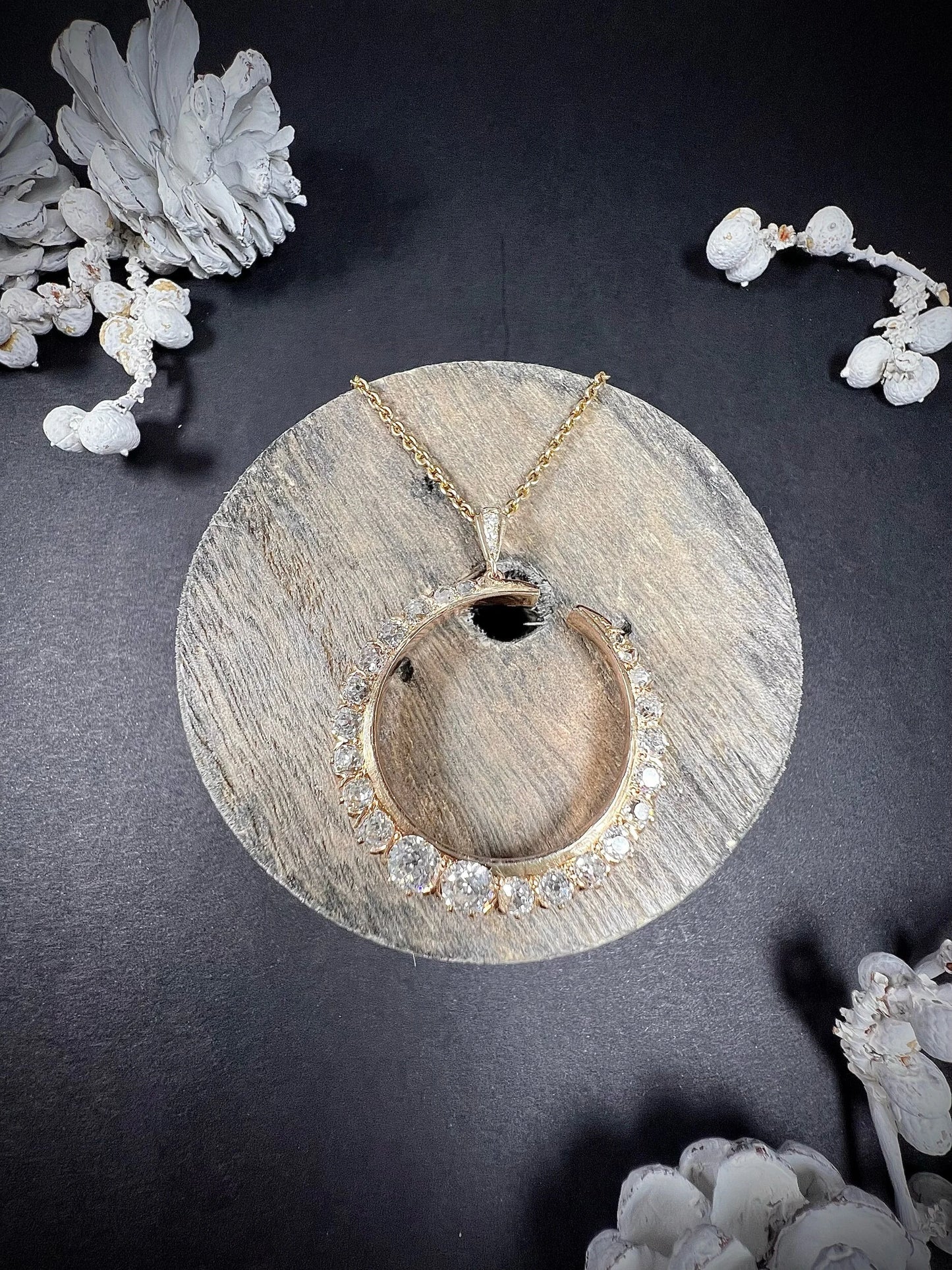 Victorian Antique 3.75ct Old Cut Diamond Crescent Moon Pendant