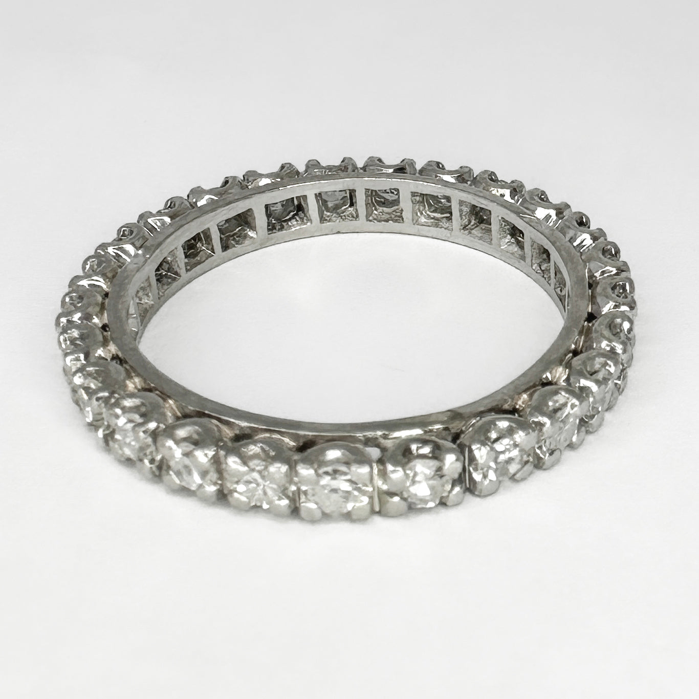 Vintage French 1.25ct Diamond Full Eternity Band Ring in Platinum