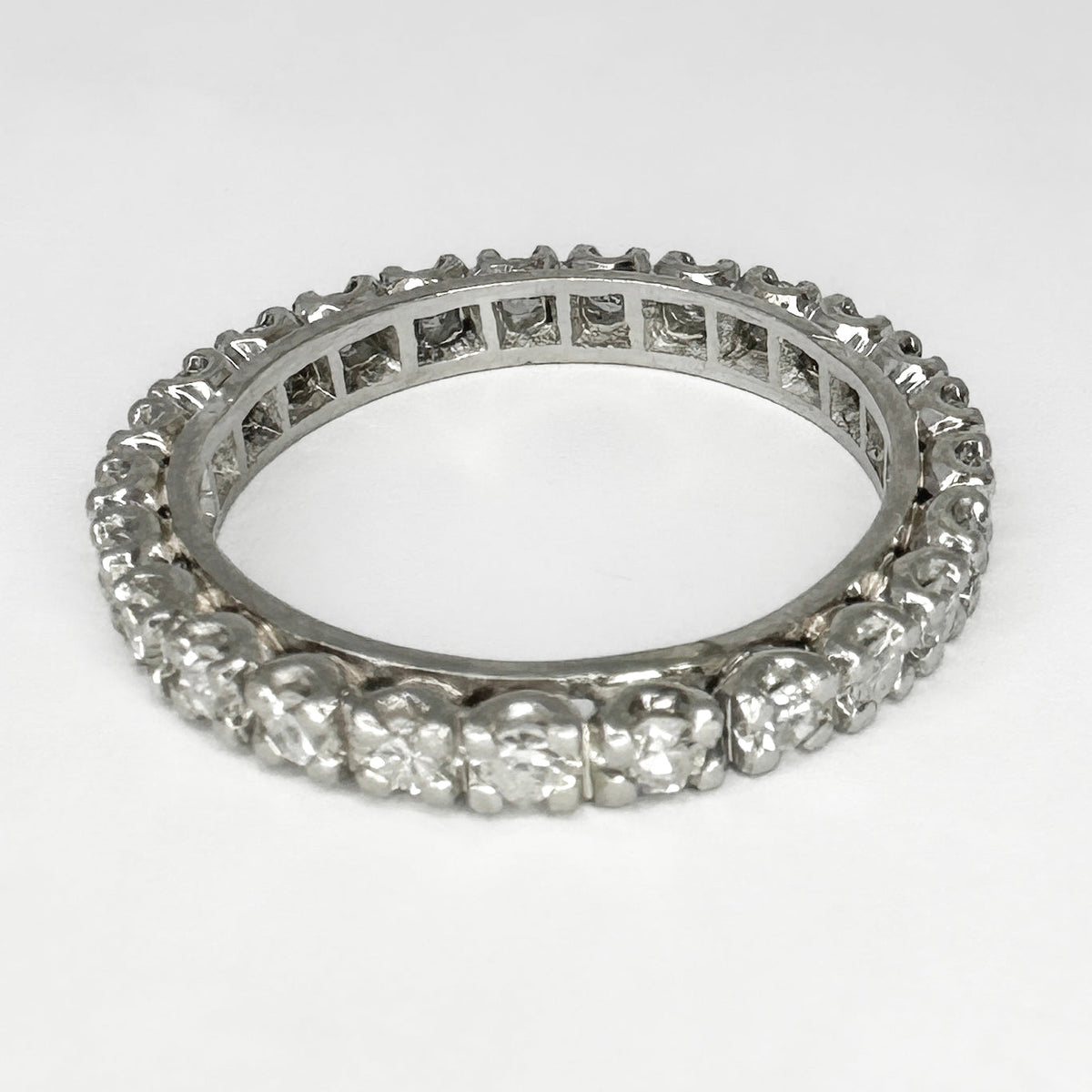 Vintage French 1.25ct Diamond Full Eternity Band Ring in Platinum