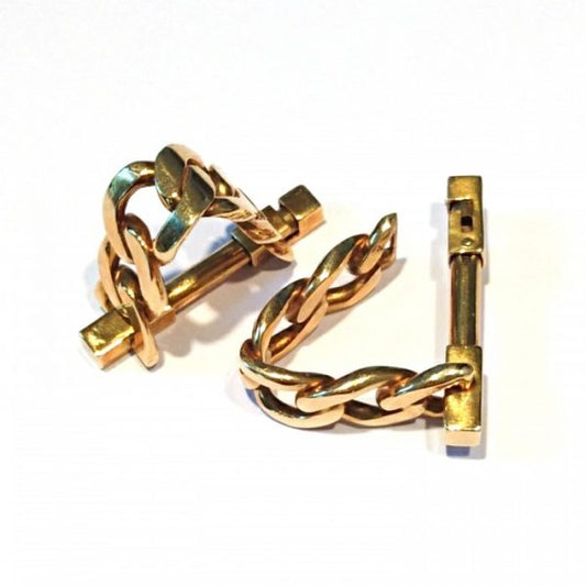 Vintage Gold Stirrup Curb Link Cufflinks, Circa 1990