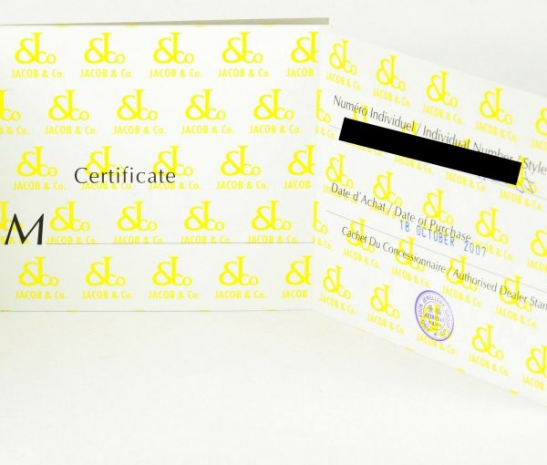 Jacobs and Co Five Time Zones Carbon Fibre Diamond Set Watch, 40mm, Jacob & Co box and paperwork