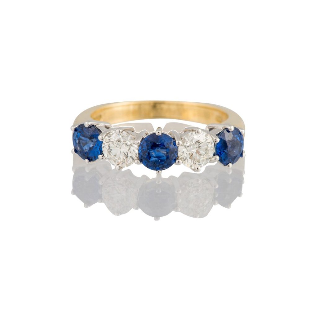 Sapphire and Diamond Five Stone Ring