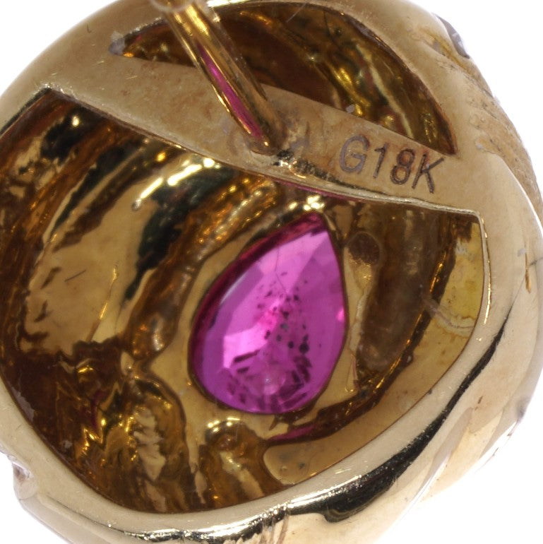 0.80ct Pear Cut Burma Ruby Diamond Gold Earrings