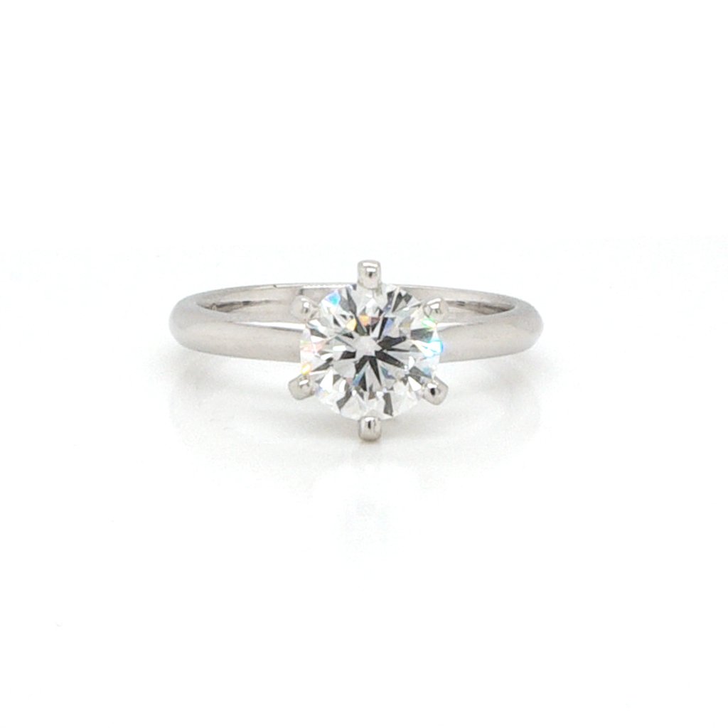 Diamond solitaire engagement ring in platinum.