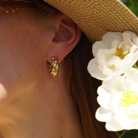 Cartier Diamond Set Gold Constellation Trinity Hoop Earrings