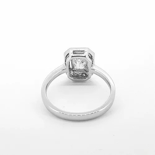0.87ct Emerald Cut Diamond Cluster Ring, in 18ct white gold