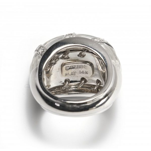 David Webb Rock Crystal, Diamond and Enamel Bombe Cocktail Ring