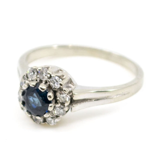 Vintage Sapphire and Diamond Cluster Ring