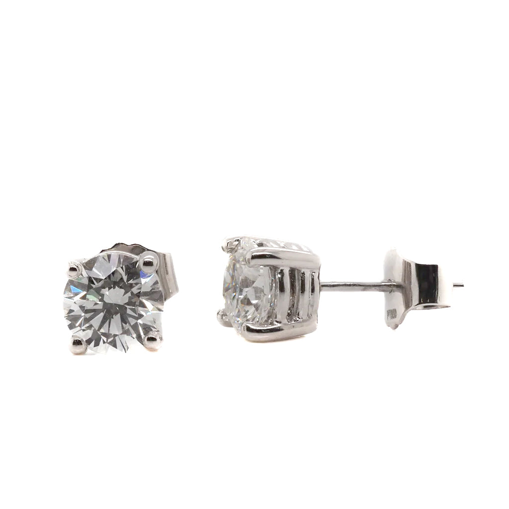 2.02 Carat Diamond Stud Earrings In Platinum