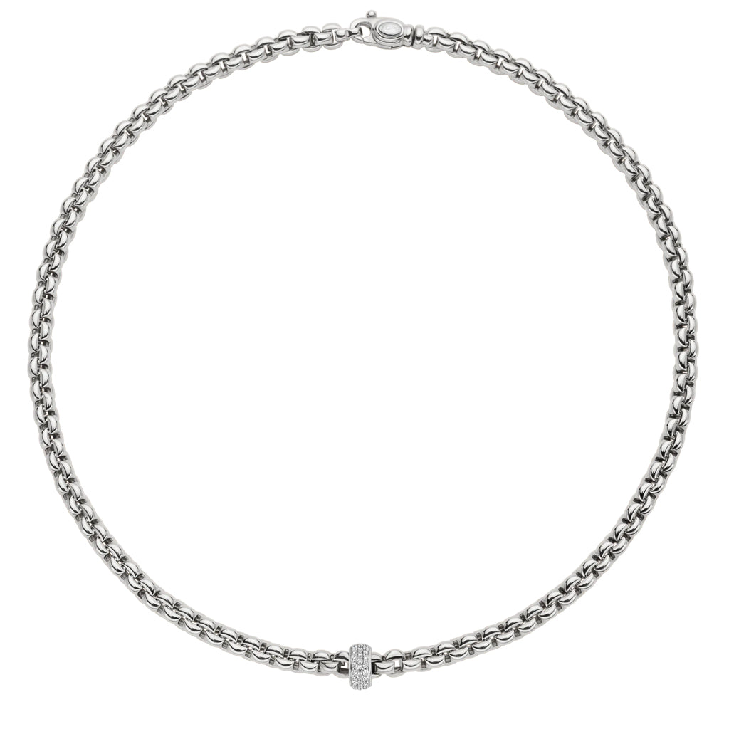 White gold necklace with diamond rondel by FOPE.