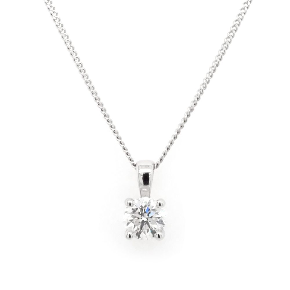 Diamond pendant and white gold chain.