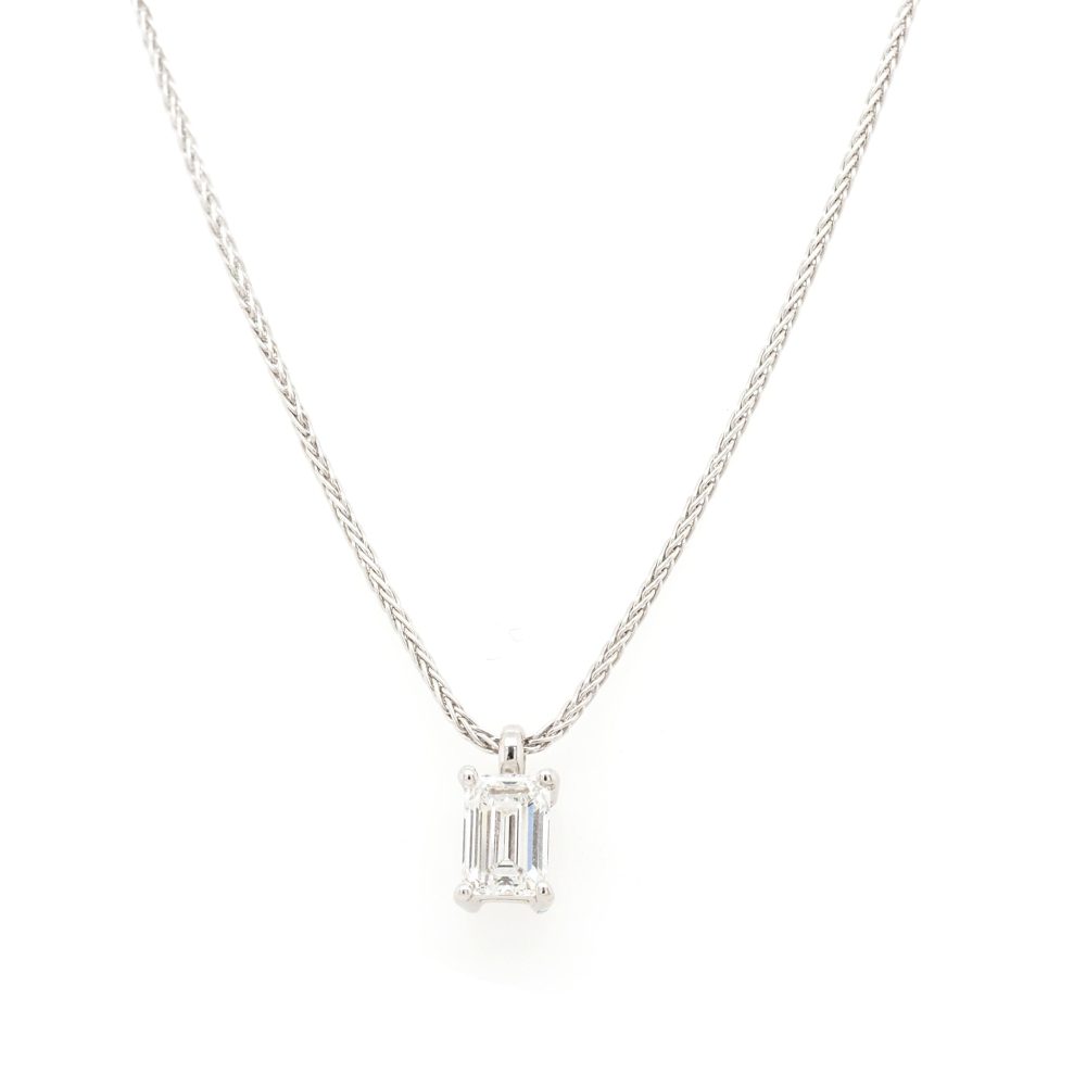 White gold diamond pendant and chain.