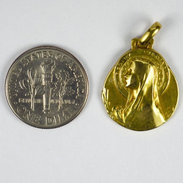 Emile Dropsy 18ct Gold Virgin Mary Pendant