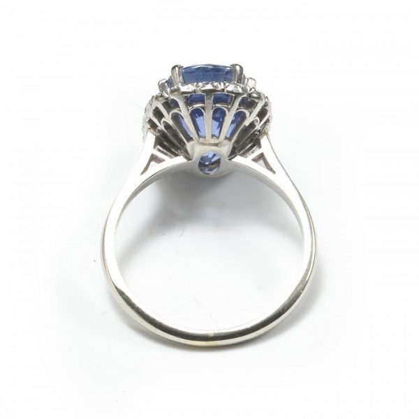 7.27ct Natural Sapphire and Diamond Cluster Ring in Platinum, Certified