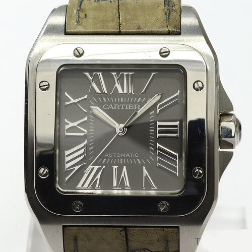 Cartier Santos 100 Grey Roman Dial Special 38mm Automatic, with Box