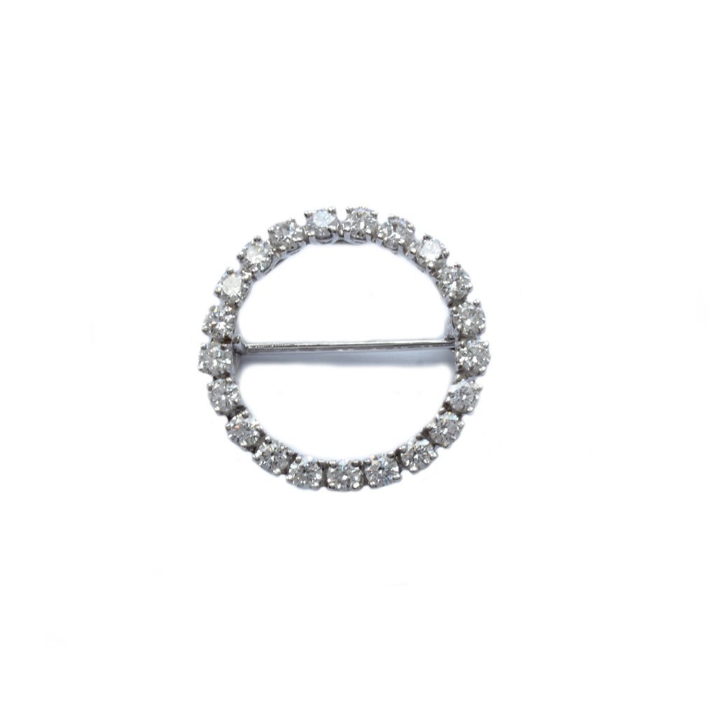 18ct White Gold Diamond Circle Brooch