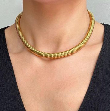 Vintage 18ct Yellow Gold Tubogas Collar Necklace