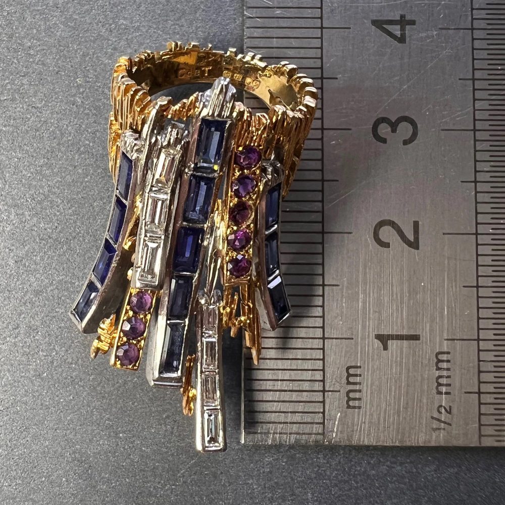 Vintage Charles de Temple Sapphire Diamond Amethyst Dress Pinky Ring