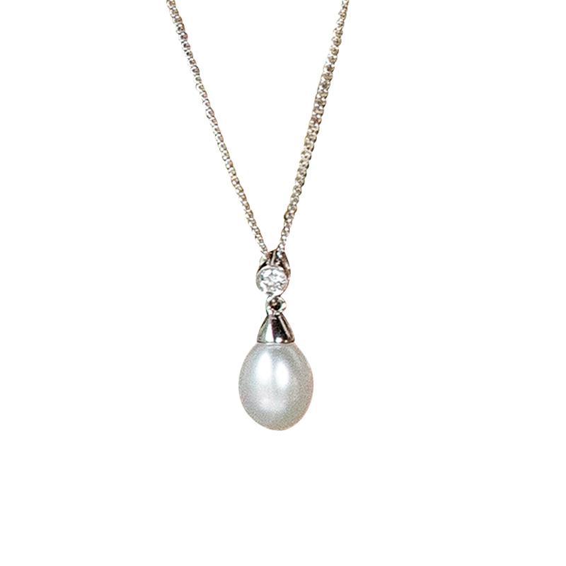Freshwater Pearl and Diamond Pendant