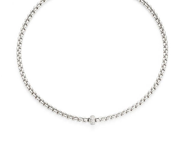 FOPE Flex'It 'Olly' Belcher Necklace, Diamond set Hoop, 18ct White Gold