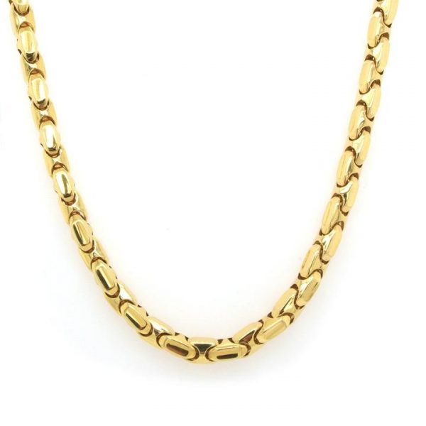 Italian Jewelry 18KYG【ゴールドチャーム グリオーロ】ポーチ Chimento of Italy 18ct Yellow Gold Link Necklace with Diamond Set Clas