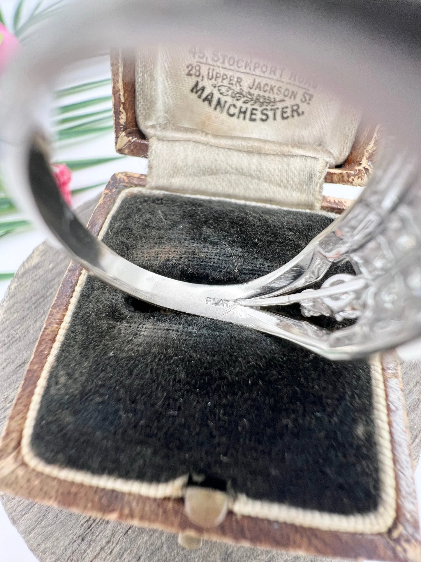 Vintage 2ct Baguette Edge Diamond Tank Cocktail Ring