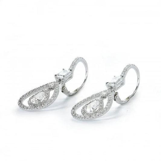 GIA Certified 5.1ct Diamond Pear Cluster Drop Earrings
