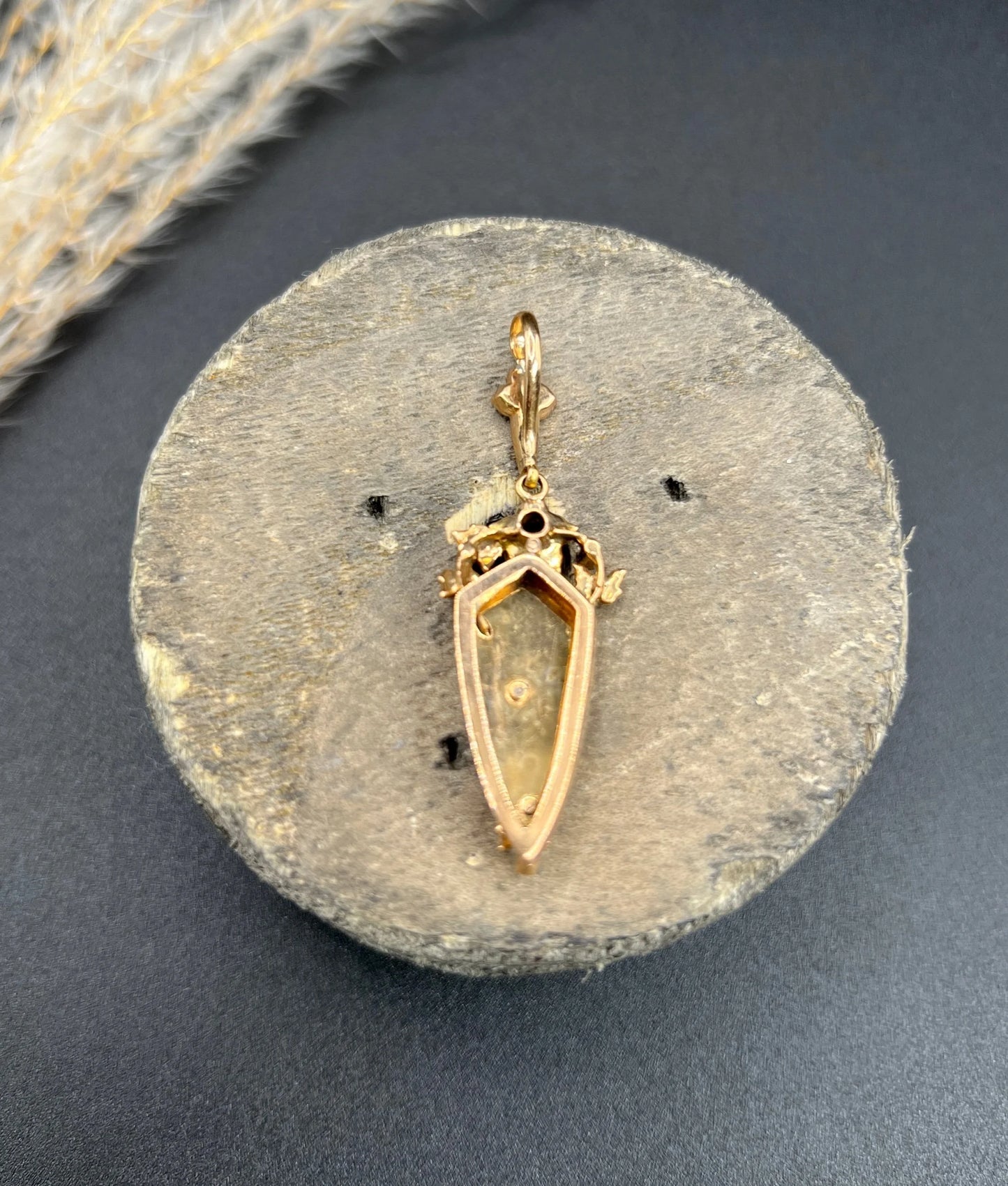 Antique 15 Carat Rose Gold Sapphire and Pearl Pendant, Circa 1900