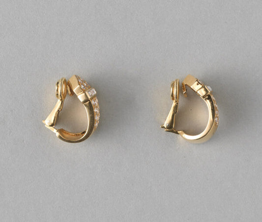 Contemporary 1.36ct Diamond set 18ct Yellow Gold Buckle Clip Earrings