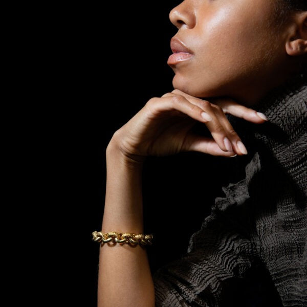 Georges Lenfant Gold Chunky Textured Link Bracelet