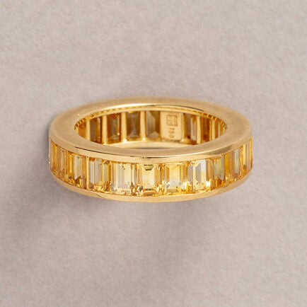 6.67ct Baguette Cut Yellow Sapphire Full Eternity Band Ring