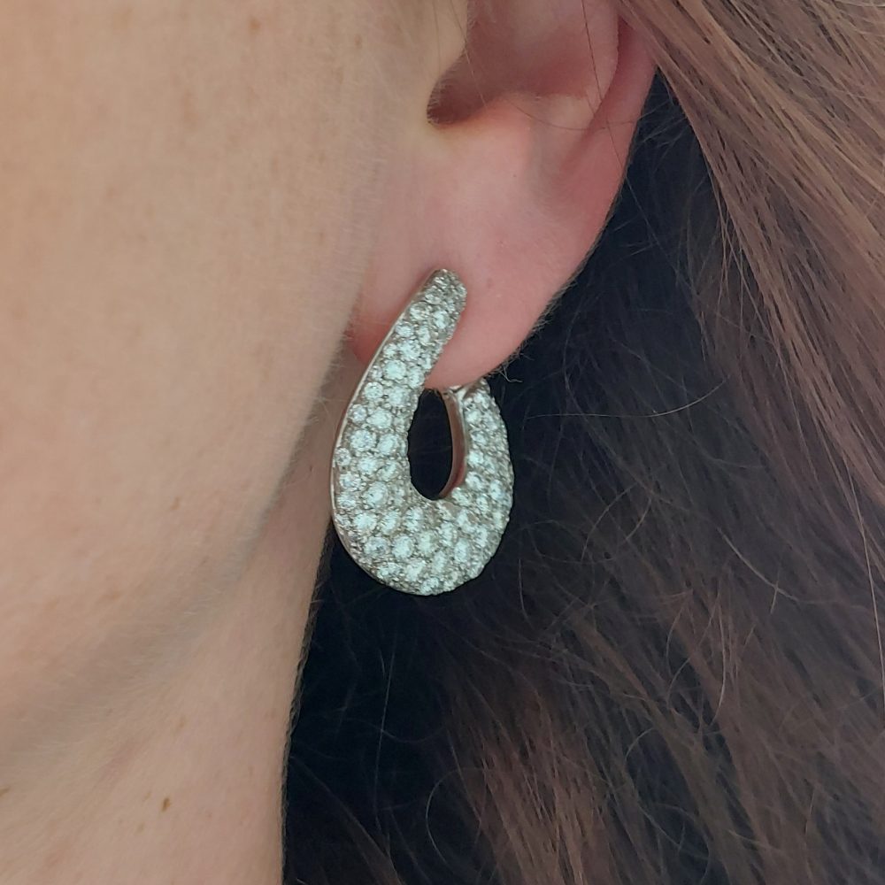 Vintage 1960's Diamond Hoop Earrings, 6 carats
