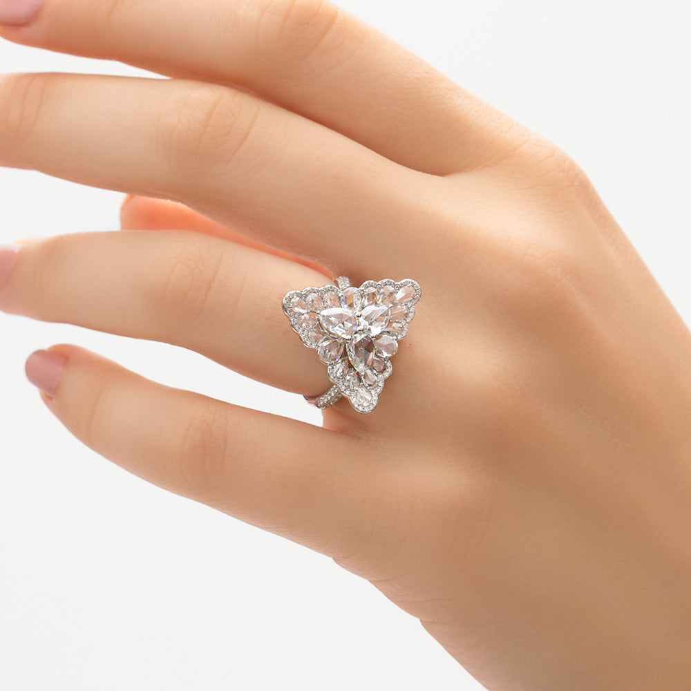 Pear-Shaped Rose-Cut Diamond Dress Ring, 2.31ct Total, 18ct White Gold