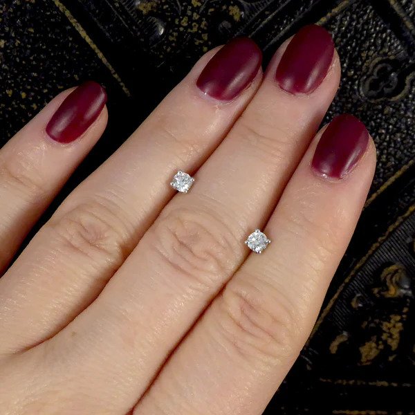 Single Stone Diamond Solitaire Stud Earrings, 0.40 carats