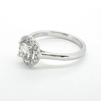 Diamond Fixed Halo Cluster Dress Ring in 18ct White Gold
