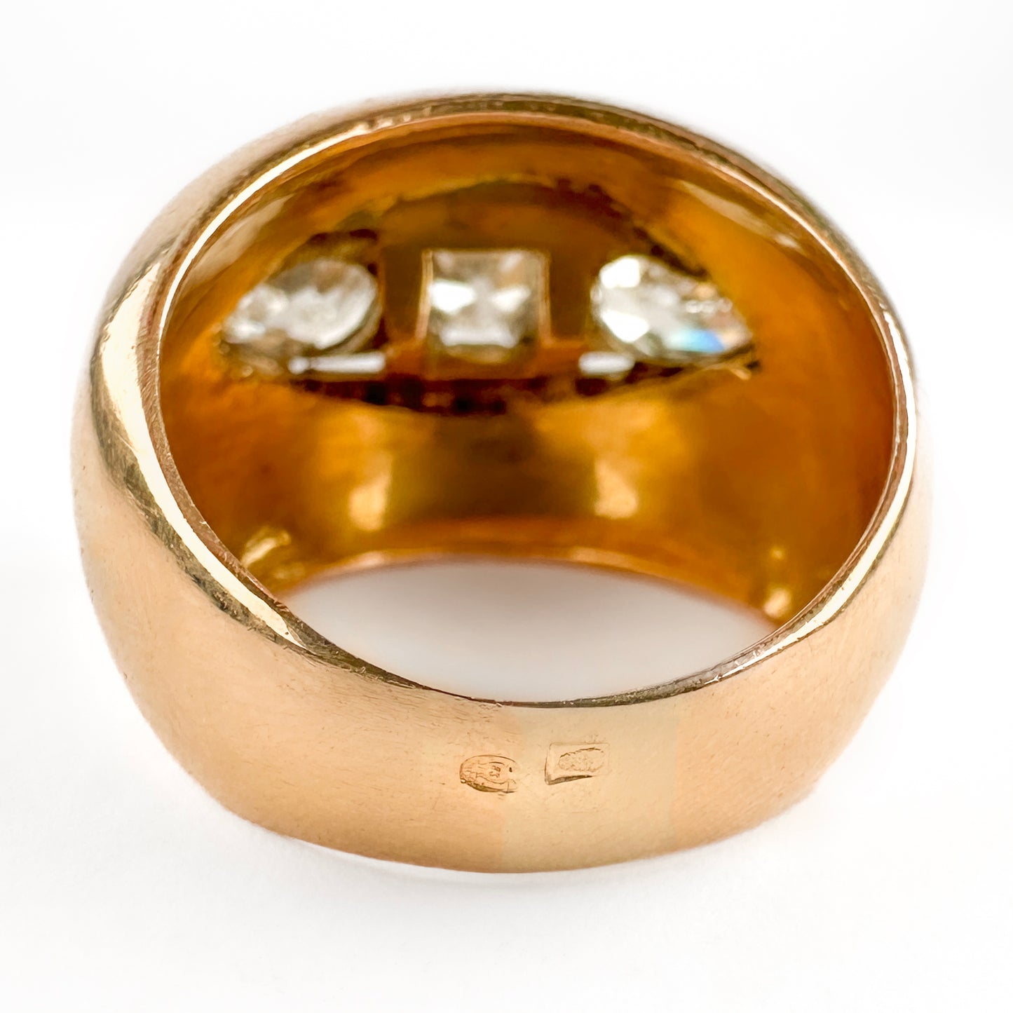 Vintage 1.80ct Diamond Three Stone Gypsy Ring, Circa 1950s