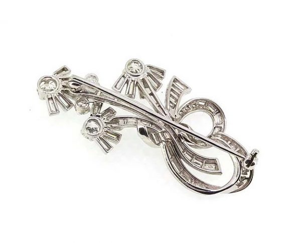 Vintage 1950's Diamond Floral Spray Brooch, 3.50cts, in Platinum