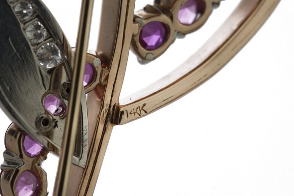 Tiffany and Co Vintage 1940s Ruby and Diamond Retro Floral Brooch